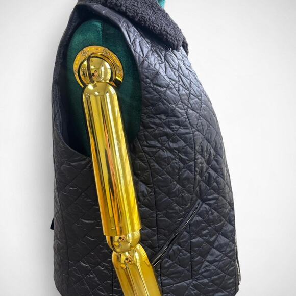 WHBM Black Quilted Faux Shearling Vest (Size M) - Picture 5 of 8